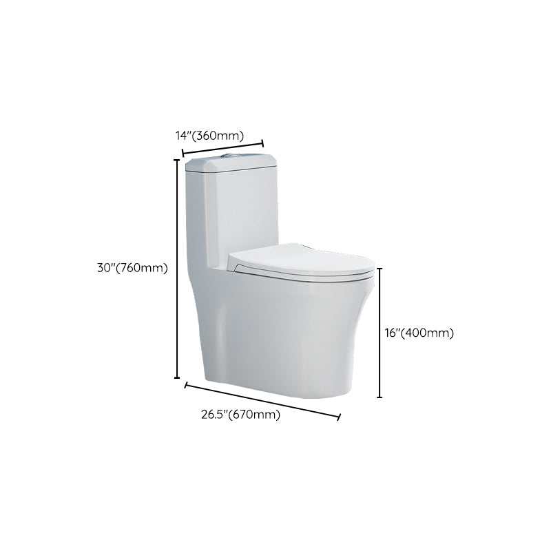 Glossy White Toilet with Glazed Surface Modern All-In-One Toilet Bowl