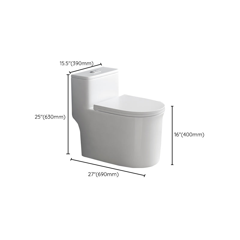 Contemporary Siphon Jet Toilet Bowl White Ceramic All-In-One Toilet
