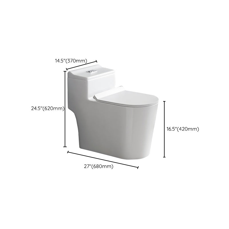 Contemporary Siphon Jet Toilet Bowl White Ceramic All-In-One Toilet