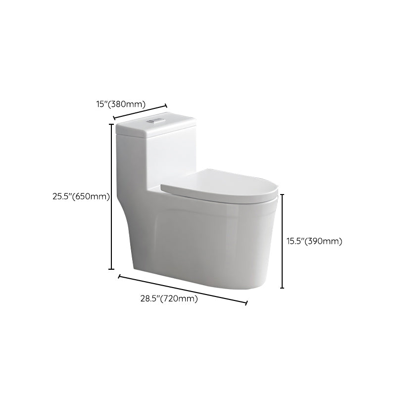 Contemporary Siphon Jet Toilet Bowl White Ceramic All-In-One Toilet