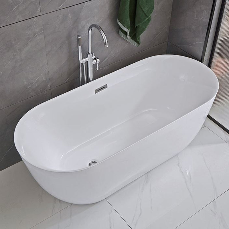 Modern Ellipse Acrylic Bathtub Freestanding Soaking Bathtub with Overflow Hole