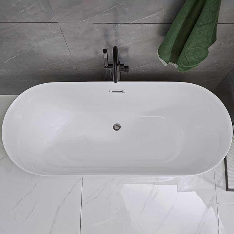 Modern Ellipse Acrylic Bathtub Freestanding Soaking Bathtub with Overflow Hole