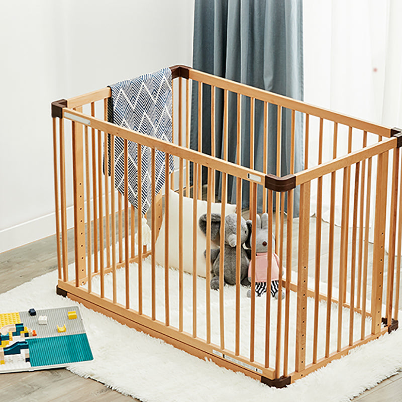 Farmhouse Natural Nursery Bed with Guardrail Convertible Crib