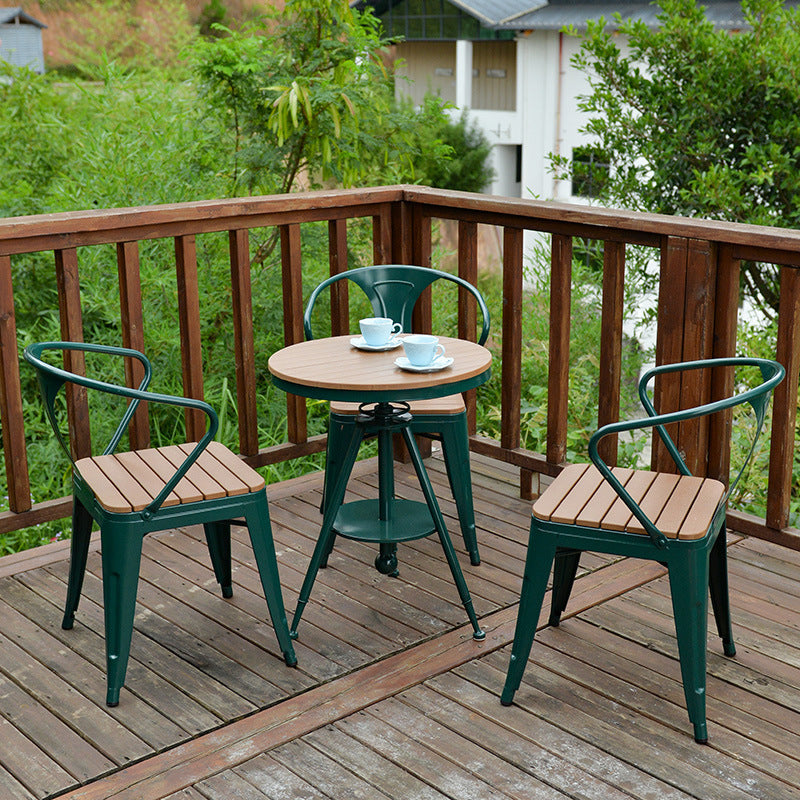 Industrial 1/3/4 Pieces Metal Dining Set Reclaimed Wood Table Set for Outdoor