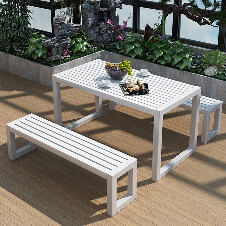 Modern 1/3 Pieces Metal Dining Set Reclaimed Wood Table Set for Outdoor