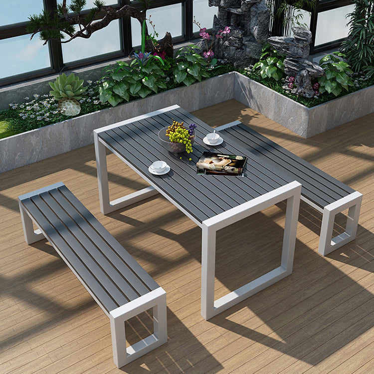 Modern 1/3 Pieces Metal Dining Set Reclaimed Wood Table Set for Outdoor