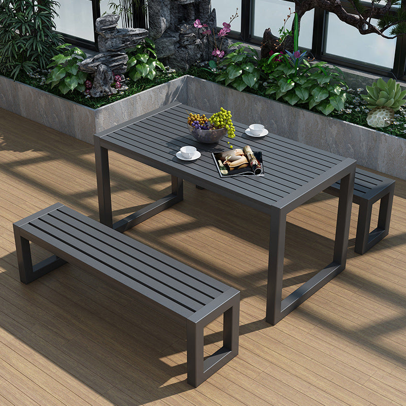 Modern 1/3 Pieces Metal Dining Set Reclaimed Wood Table Set for Outdoor