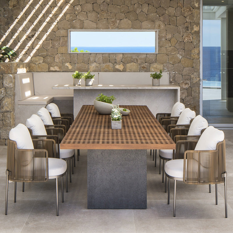 Modern Style 1/9 Pieces Metal Dining Set Stone Table Set for Outdoor