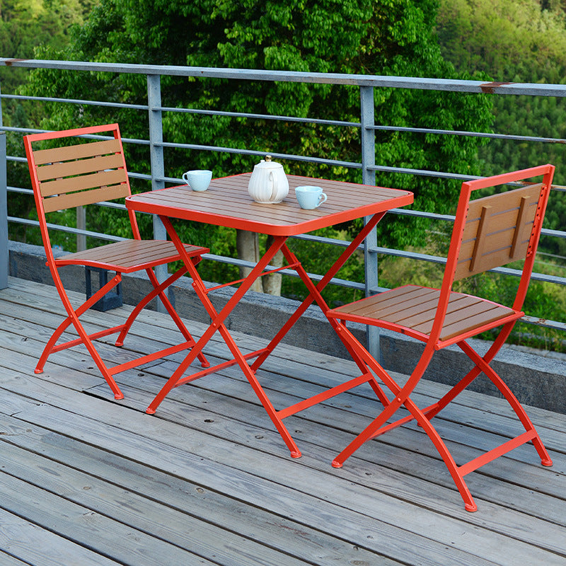 Modern Style 1/3 Pieces Metal Dining Set Reclaimed Wood Table Set for Outdoor