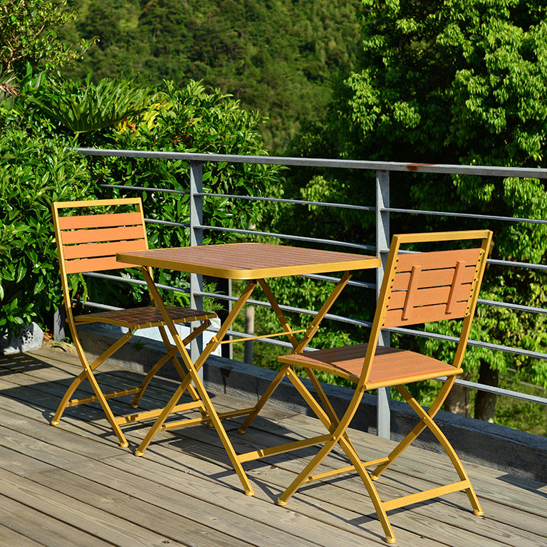 Modern Style 1/3 Pieces Metal Dining Set Reclaimed Wood Table Set for Outdoor