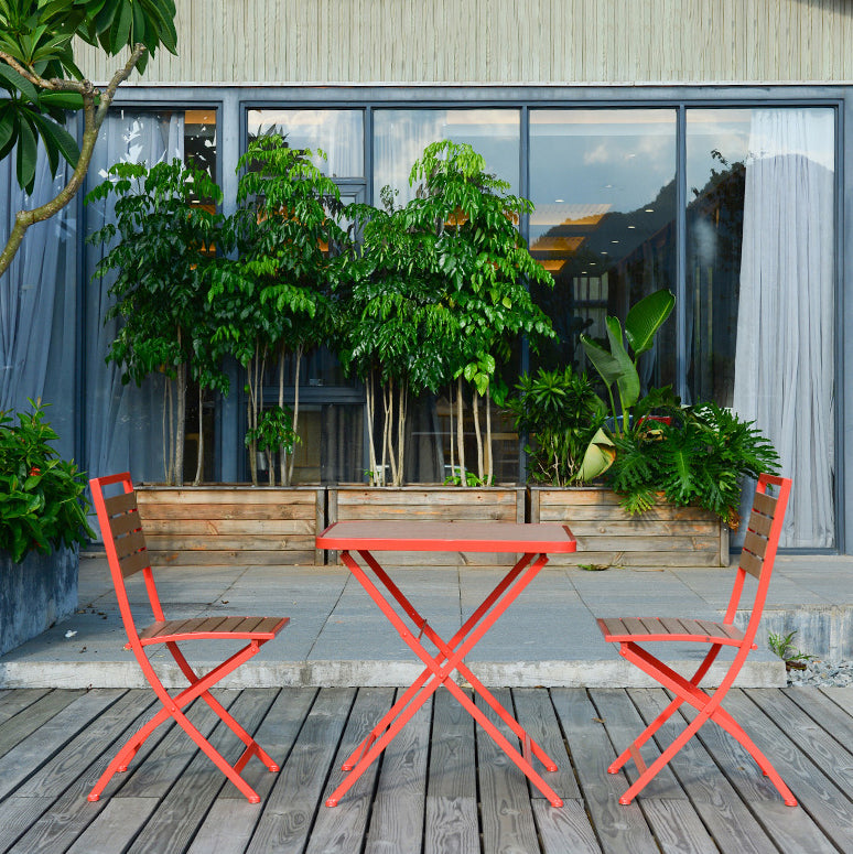 Modern Style 1/3 Pieces Metal Dining Set Reclaimed Wood Table Set for Outdoor