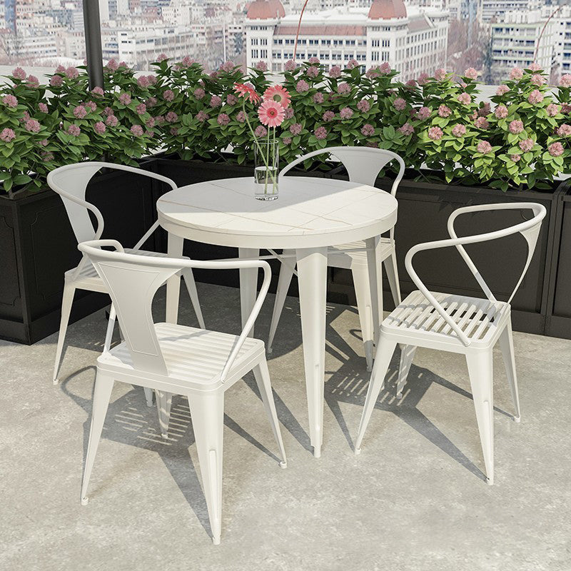 Modern Style 1/5/7 Pieces Metal Dining Set Stone Table Set for Outdoor