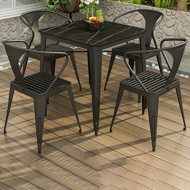 Modern Style 1/5/7 Pieces Metal Dining Set Stone Table Set for Outdoor