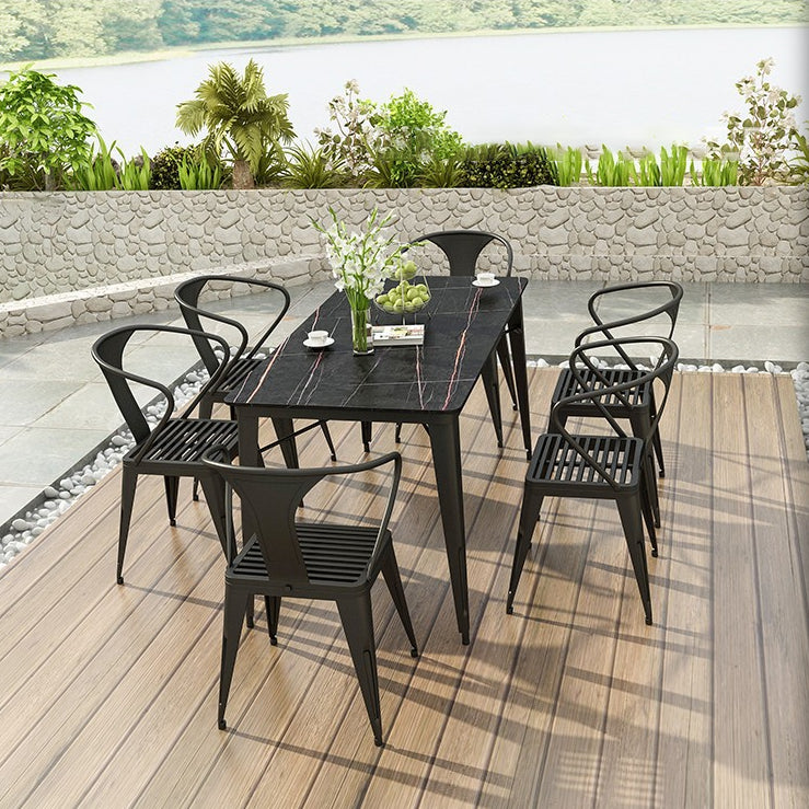Modern Style 1/5/7 Pieces Metal Dining Set Stone Table Set for Outdoor