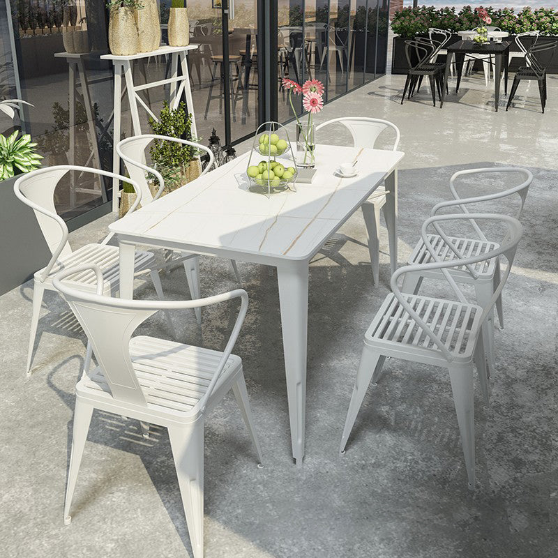 Modern Style 1/5/7 Pieces Metal Dining Set Stone Table Set for Outdoor
