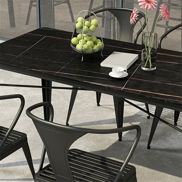 Modern Style 1/5/7 Pieces Metal Dining Set Stone Table Set for Outdoor