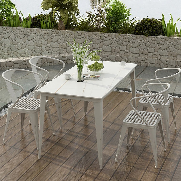 Modern Style 1/5/7 Pieces Metal Dining Set Stone Table Set for Outdoor