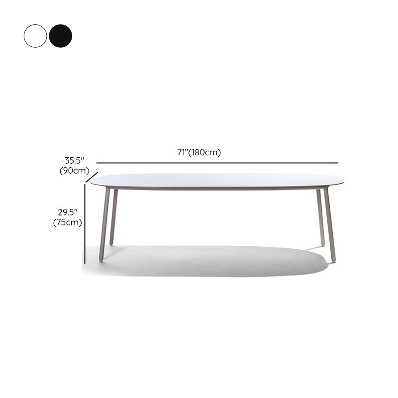 Industrial Oval Stone Dining Table Metal Legs Dining Table for Outdoor