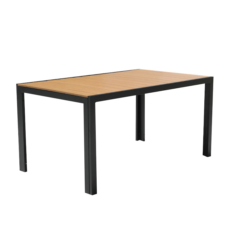 Farmhouse Style Dining Table Wooden and Metal Rectangle Shape Water Resistant Table