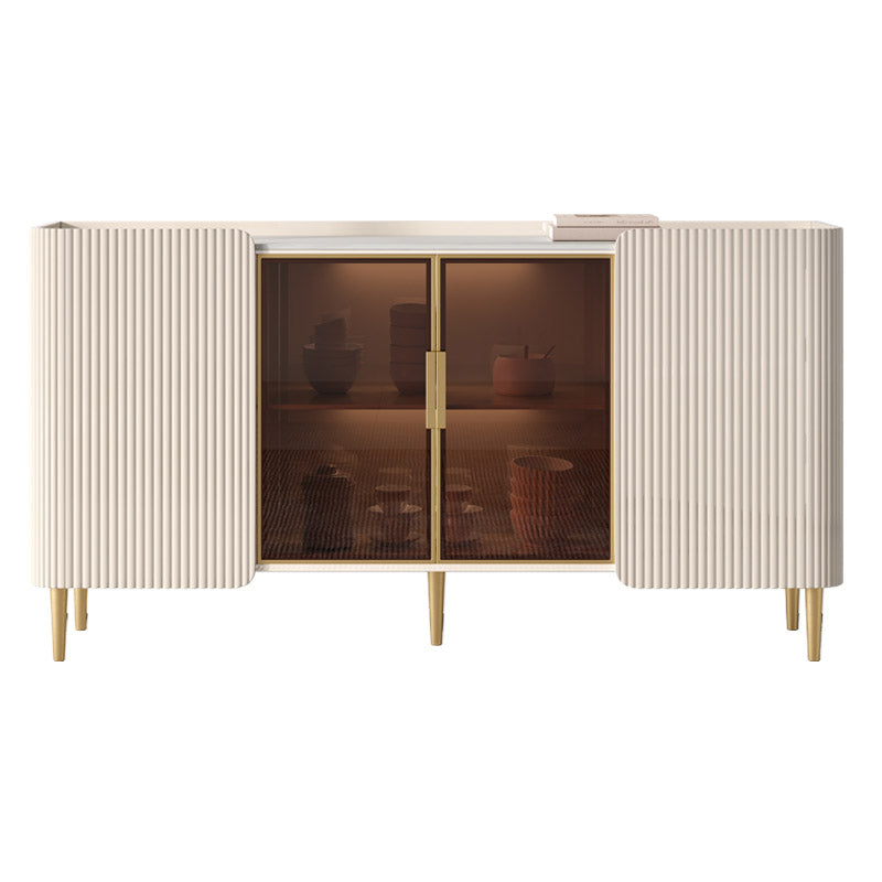 Glam Style Buffet Table Stone Buffet Credenza with Cabinets and Drawers