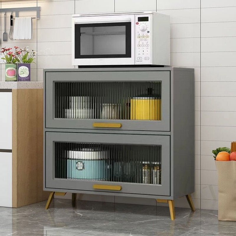 Glam Style Sideboard Engineered Wood Kitchen Sideboard with Glass Door