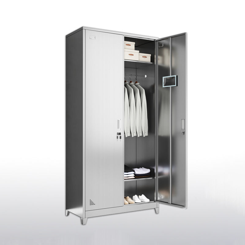 Stainless Steel Modern Storage Cabinet Chrome Metal Cabinet with Hinged Doors