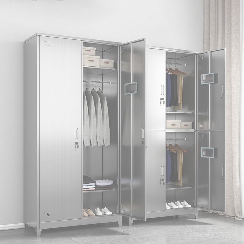 Stainless Steel Modern Storage Cabinet Chrome Metal Cabinet with Hinged Doors
