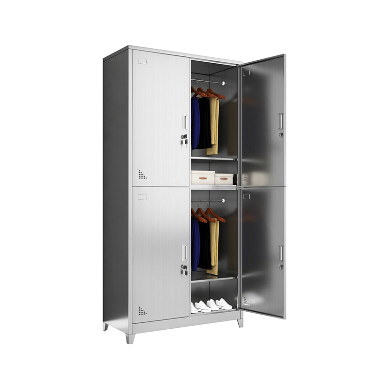 Stainless Steel Modern Storage Cabinet Chrome Metal Cabinet with Hinged Doors