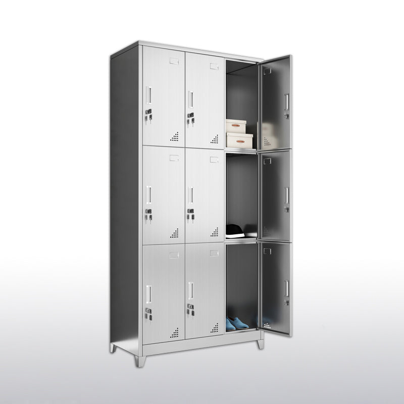 Stainless Steel Modern Storage Cabinet Chrome Metal Cabinet with Hinged Doors