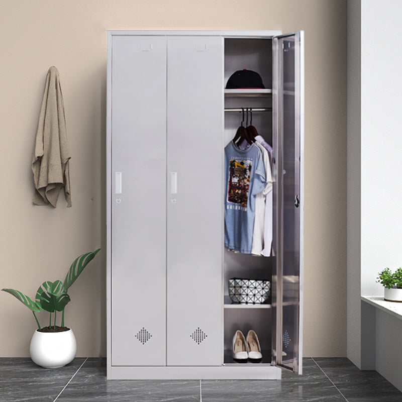 Silver Hinged Door Storage Cabinet Contemporary Stainless Steel Indoor Cabinet