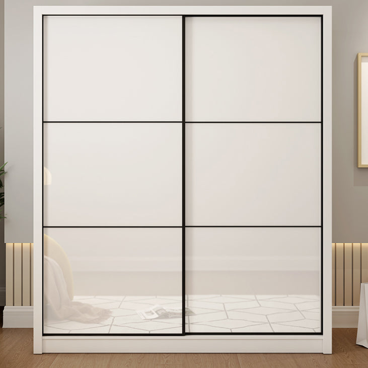 Sliding Wardrobe Closet with Shelves White Wooden Wardrobe Armoire