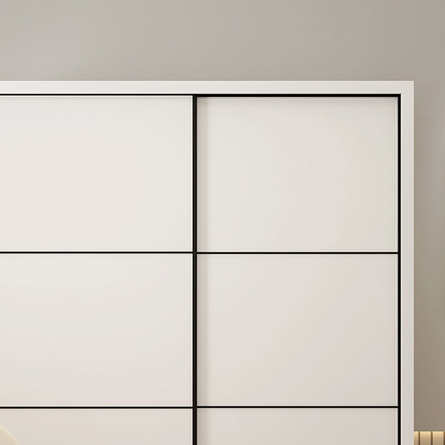 Sliding Wardrobe Closet with Shelves White Wooden Wardrobe Armoire