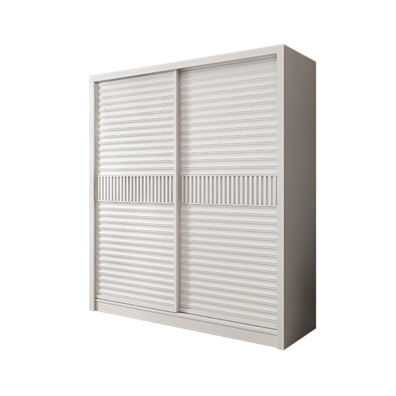 White Sliding Wardrobe Closet with Shelves Wooden Wardrobe Armoire