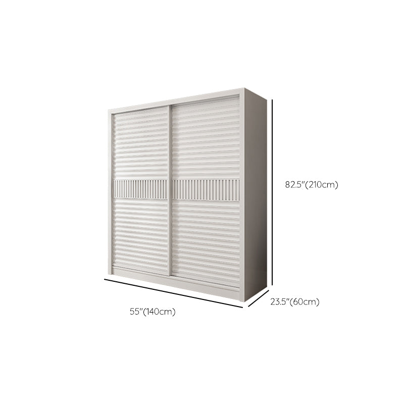 White Sliding Wardrobe Closet with Shelves Wooden Wardrobe Armoire