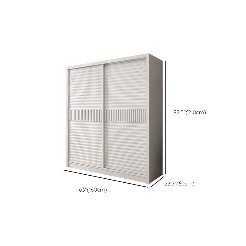 White Sliding Wardrobe Closet with Shelves Wooden Wardrobe Armoire