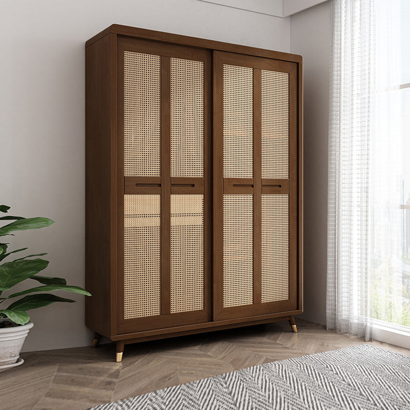 Rubberwood Wardrobe Closet Contemporary Sliding Wardrobe Armoire