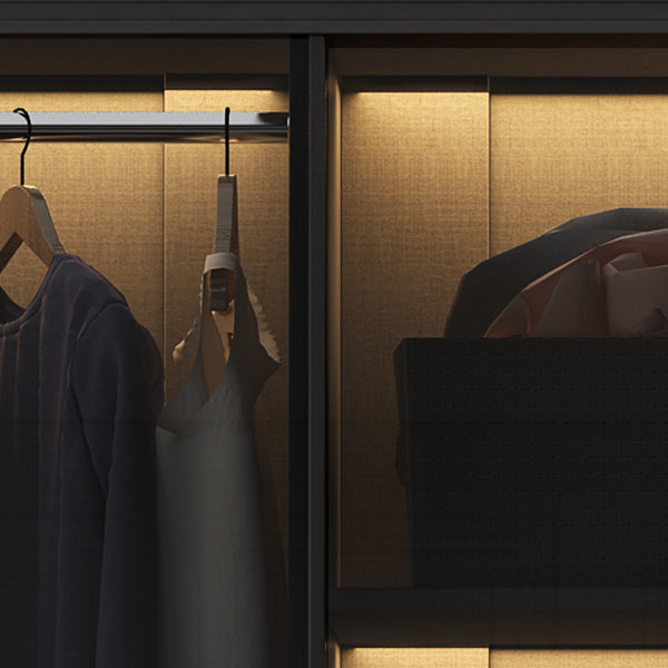 Glass and Wood Wardrobe Armoire Contemporary Wardrobe Cabinet