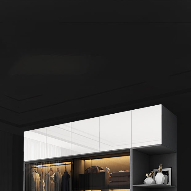 Glass and Wood Wardrobe Armoire Contemporary Wardrobe Cabinet