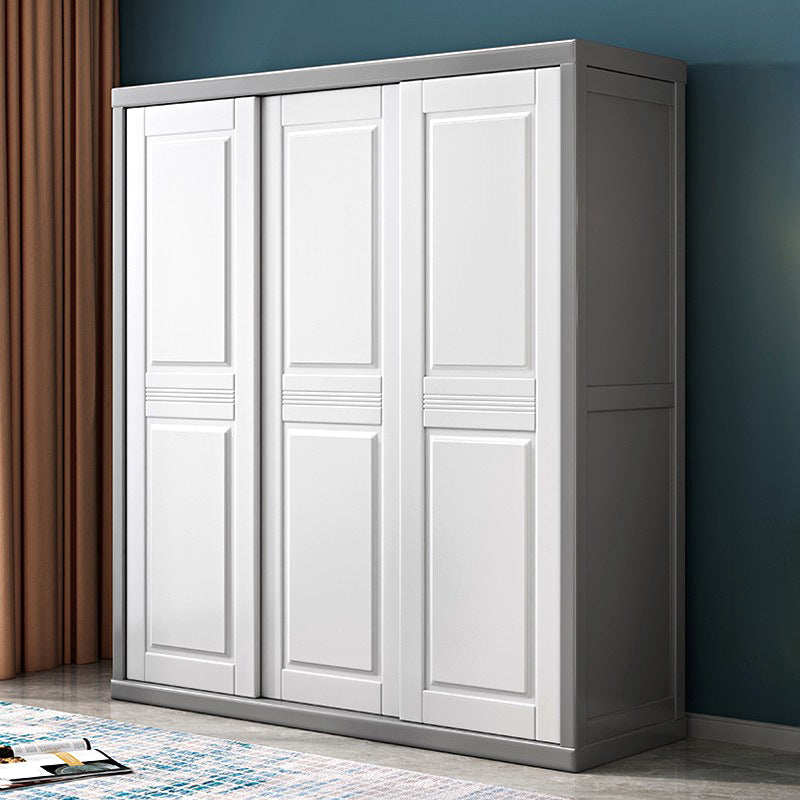 Rubberwood Wardrobe Cabinet with Shelves Modern Wardrobe Closet