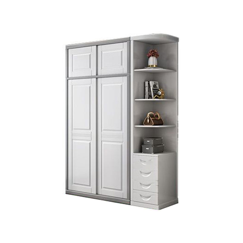 Rubberwood Wardrobe Cabinet with Shelves Modern Wardrobe Closet