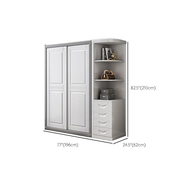 Rubberwood Wardrobe Cabinet with Shelves Modern Wardrobe Closet