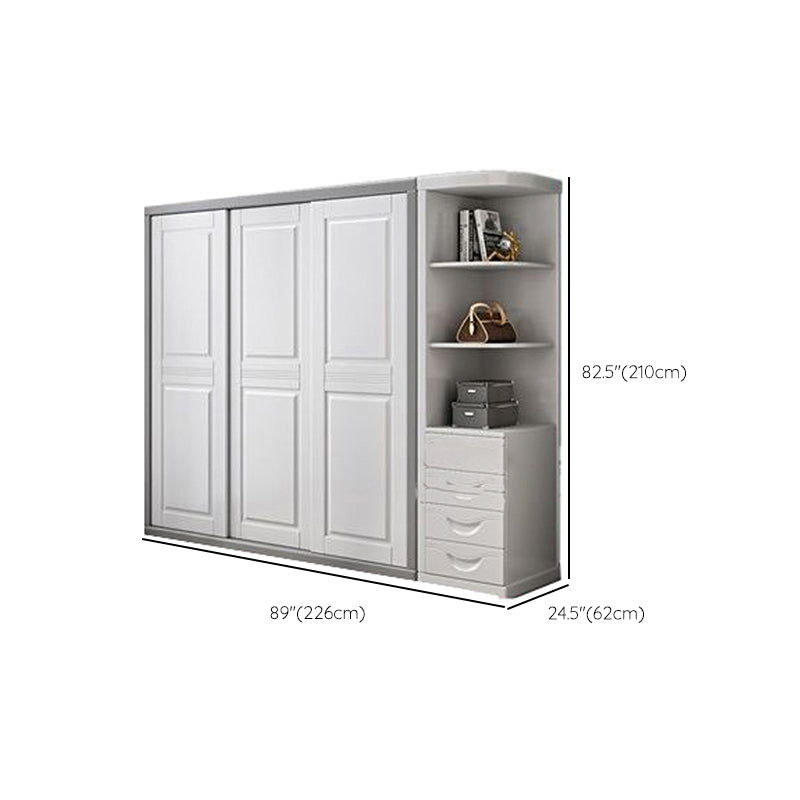 Rubberwood Wardrobe Cabinet with Shelves Modern Wardrobe Closet