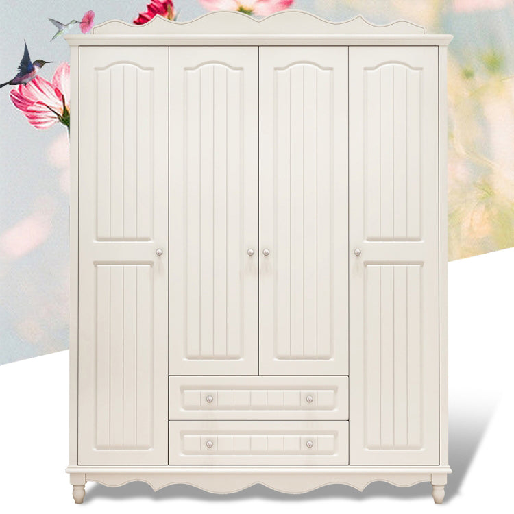 White Rubberwood Wardrobe Armoire Modern Wardrobe Closet with Legs