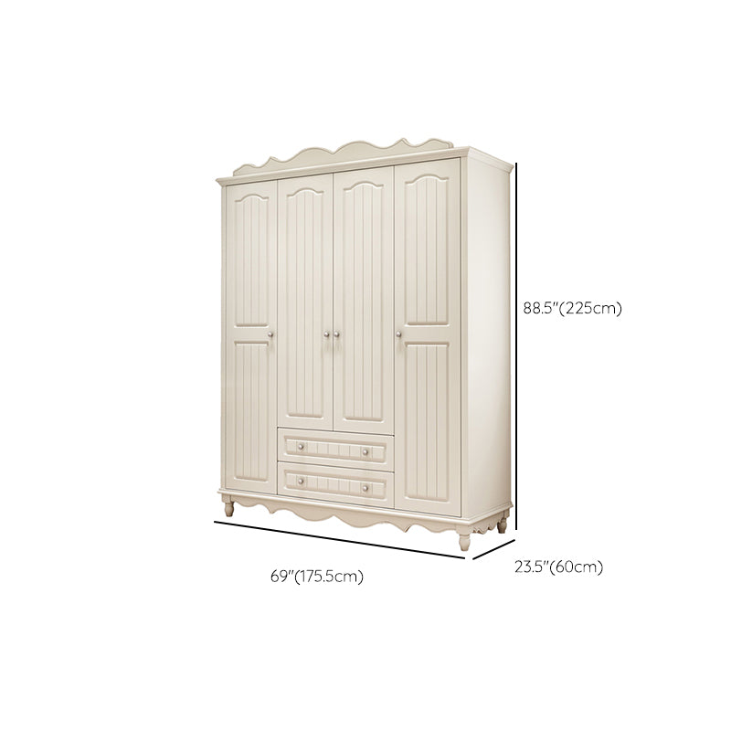 White Rubberwood Wardrobe Armoire Modern Wardrobe Closet with Legs