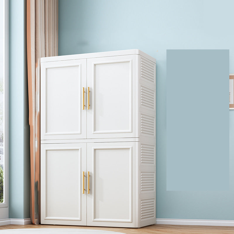 Plastic Wardrobe Cabinet with Garment Rod Hinged Wardrobe Closet