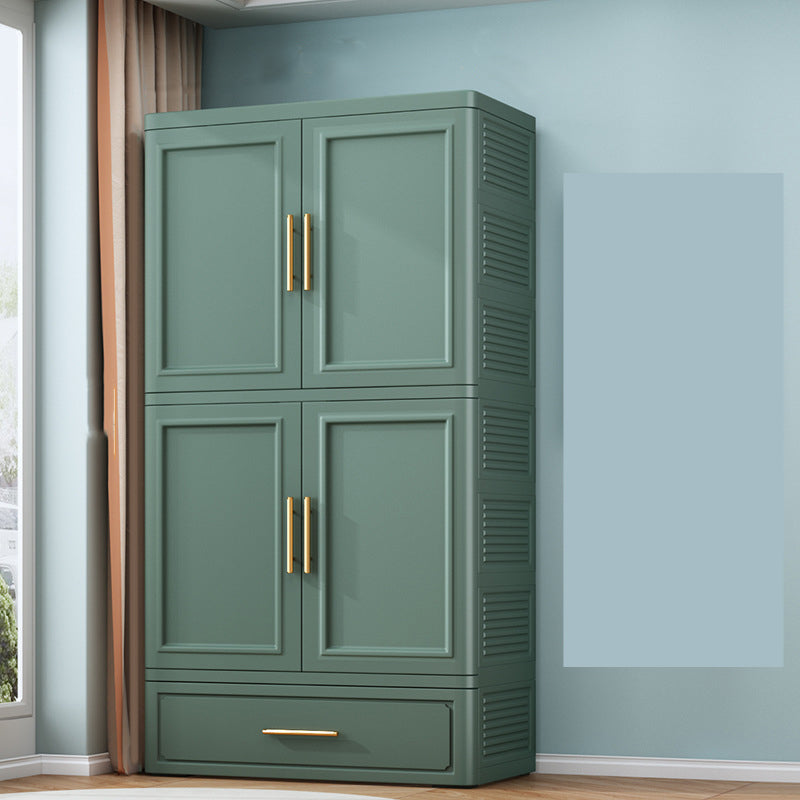 Plastic Wardrobe Cabinet with Garment Rod Hinged Wardrobe Closet