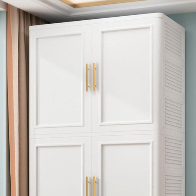 Plastic Wardrobe Cabinet with Garment Rod Hinged Wardrobe Closet