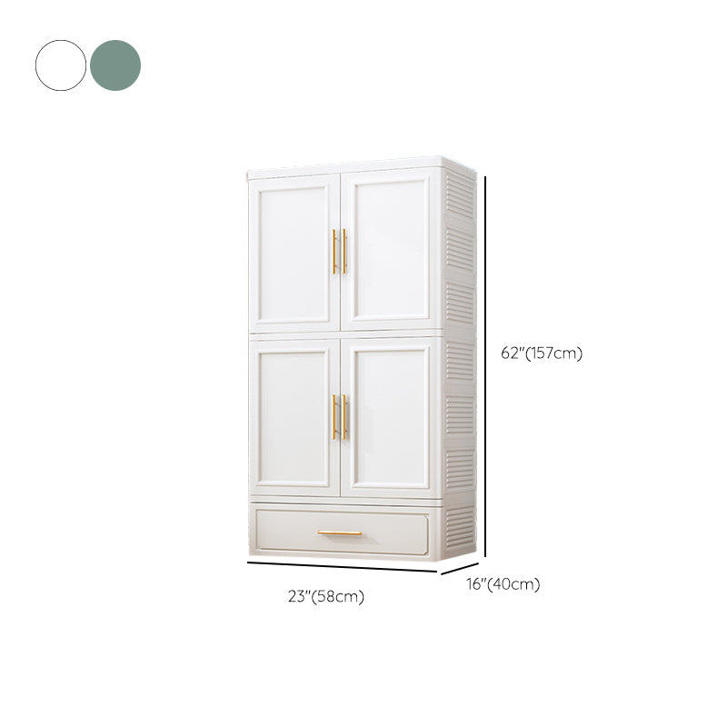 Plastic Wardrobe Cabinet with Garment Rod Hinged Wardrobe Closet