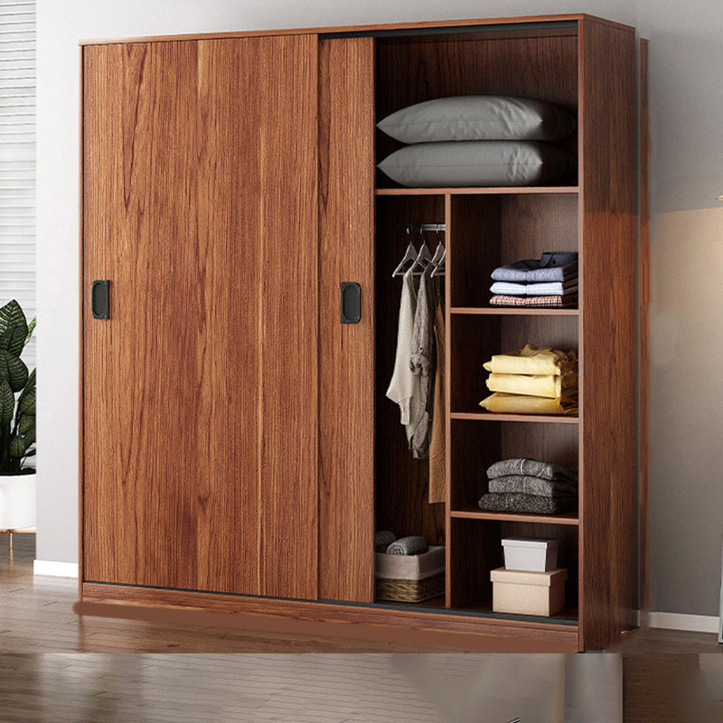 Contemporary Wardrobe Closet with Garment Rod Wooden Wardrobe Cabinet