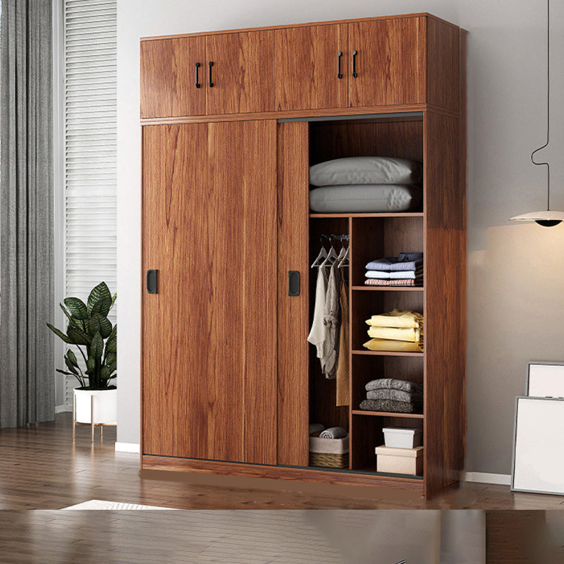 Contemporary Wardrobe Closet with Garment Rod Wooden Wardrobe Cabinet